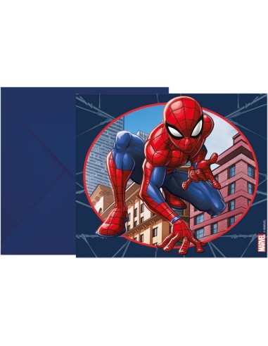 6 cartes invitation Spiderman