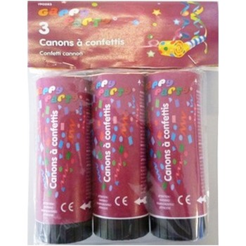 3 mini canons à confettis multicolore