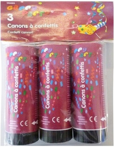 3 mini canons à confettis multicolore