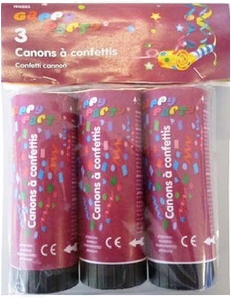 3 mini canons à confettis multicolore