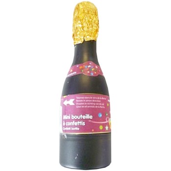 Mini bouteille de champagne canon à confettis multicolore