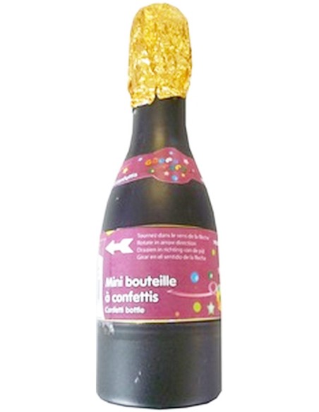 Mini bouteille de champagne canon à confettis multicolore