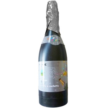 Bouteille de champagne canon à confettis argent