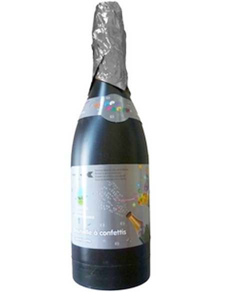 Bouteille de champagne canon à confettis argent