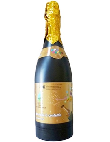 Bouteille de champagne canon à confettis or