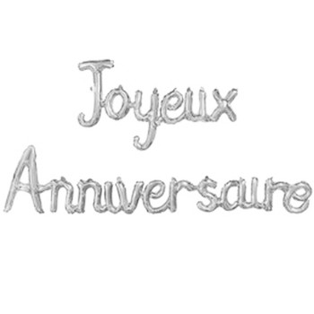 Ballons lettres Joyeux Anniversaire argent