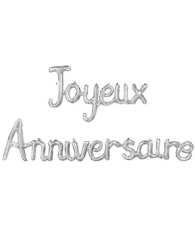 Ballons lettres Joyeux Anniversaire argent