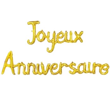 Ballons lettres Joyeux Anniversaire or