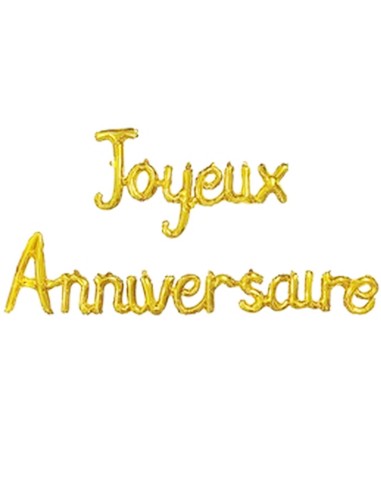 Ballons lettres Joyeux Anniversaire or