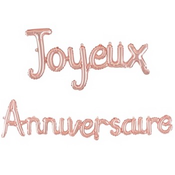 Ballons lettres Joyeux Anniversaire rose gold