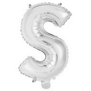 Ballon en forme de lettre S couleur argent pour anniversaire