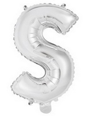 Ballon en forme de lettre S couleur argent pour anniversaire