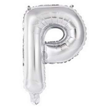 Ballon en forme de lettre P couleur argent pour anniversaire