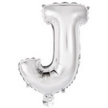 Ballon en forme de lettre J couleur argent pour anniversaire