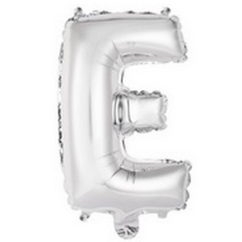 Ballon en forme de lettre E couleur argent pour anniversaire