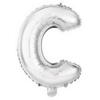 Ballon en forme de lettre C couleur argent pour anniversaire