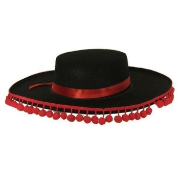 Chapeau espagnol noir/rouge