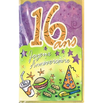 Carte Joyeux Anniversaire 16 ans