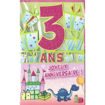 Carte Joyeux Anniversaire 3 ans