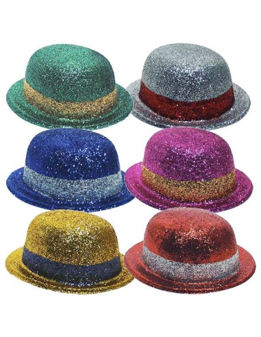 Chapeau melon paillettes bicolore