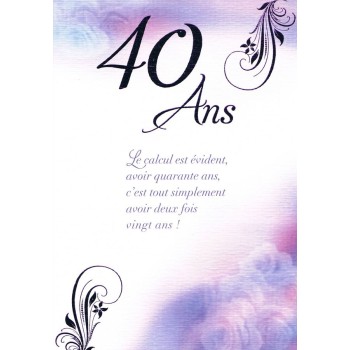 Carte anniversaire 40 ans